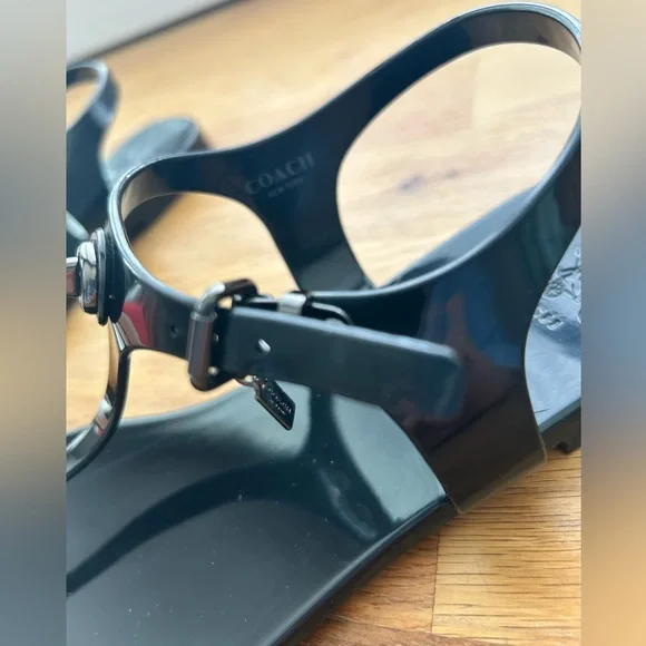 Coach Glossy Black “Pelican” Jelly T-Strap Sandals - Picture 6 of 9